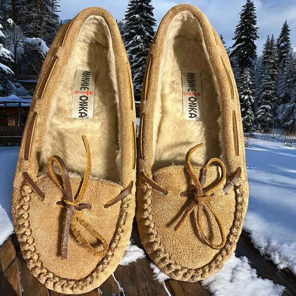 Minnetonka Trapper Women's Leather Fur Lined Moccasins Size 6 - Picture 12 of 12